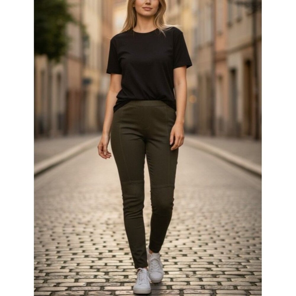 Simply Vera Vera Wang Olive Green Womens Moto Leggings M Size Cotton & Spandex B